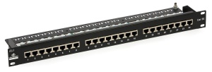 Patch Panel 1U 24porty 5e + uchwyt na kable RJ-45
